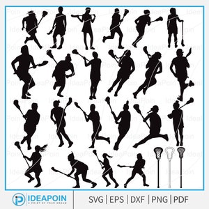 Lacrosse Women Svg, clipart de esportes femininos, bastões de lacrosse, arquivo vetorial de silhuetas de mulheres de lacrosse, esporte de lacrosse svg