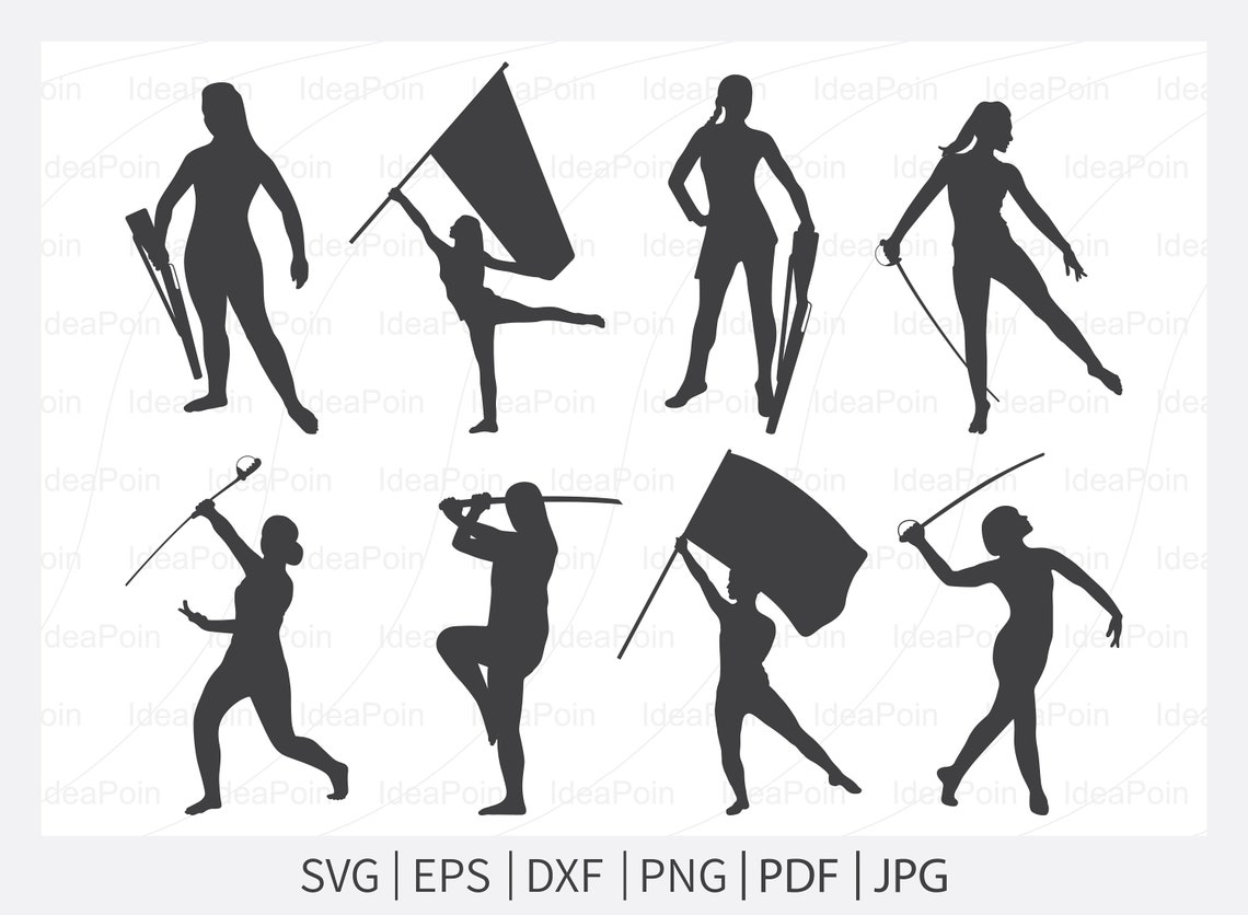 Color Guard Svg Marching Band Silhouette Male Color Guard | Etsy