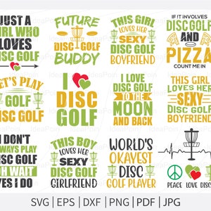 Disc golf svg, svg de disc golf, j'aime le disc golf, lot de citations de disc golf, lecteur de disc golf svg, copain de disc golf, t-shirt de disc golf