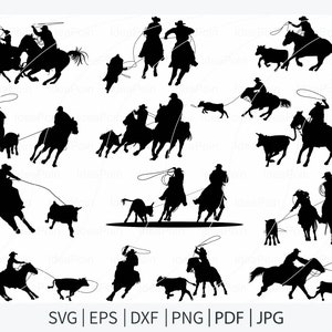 Team Roping Rodeo Ranch Svg, Team Roping, Cattle Roping Cowboy, Cattle ...