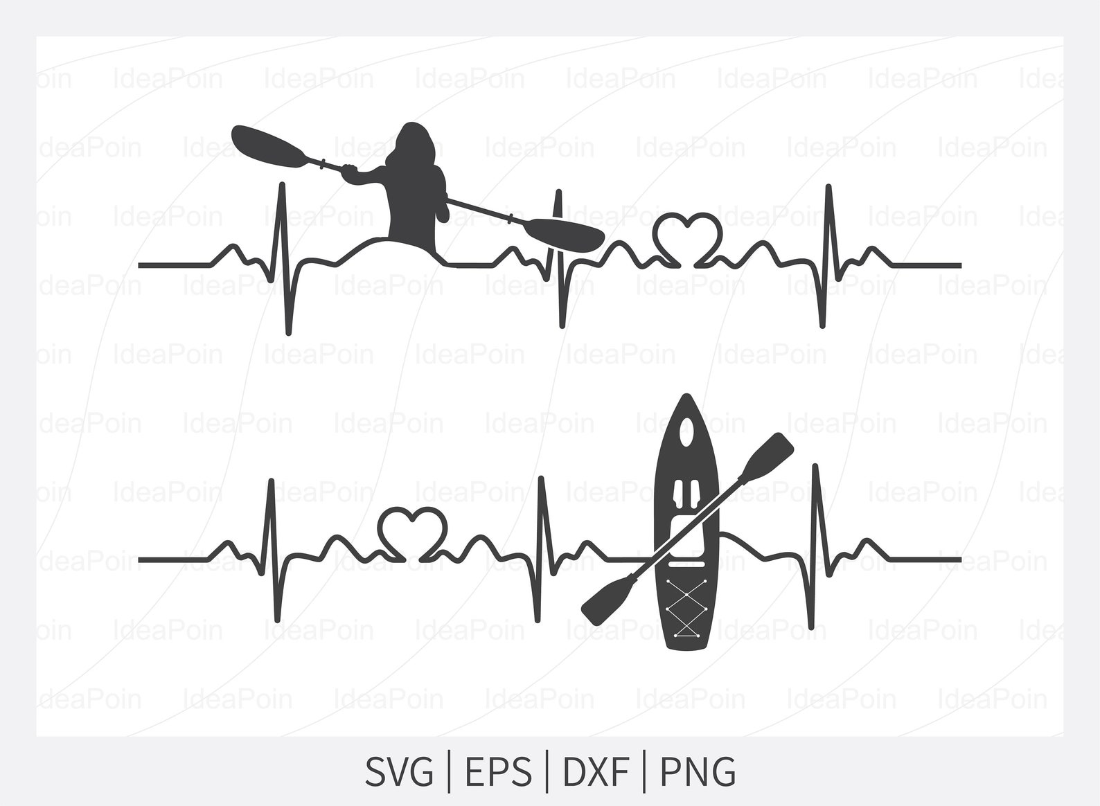Kayak Life SVG, Kayak Life Heartbeat SVG File, Kayaking Silhouette