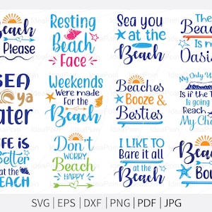 Playa SVG, Diseños de playa, Playa por favor, Sea usted en la playa, Con destino a la playa, La vida es mejor en la playa, Summer Svg, Beach Life Svg,