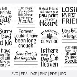 Paquete de duelo de perros, Duelo de perros Svg, Pet Dog Memorial SVG, Paw Print SVG, Dog Memorial SVG, Memorial Pet Svg, Pet Loss svg, Dog Los