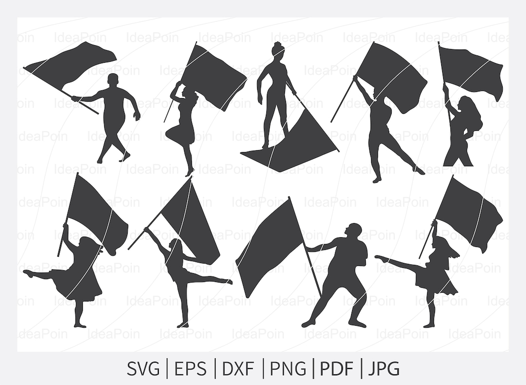 Color Guard Flags Svg, Color Guard Svg, Marching Band Silhouette, Male Color Guard SVG, Marching