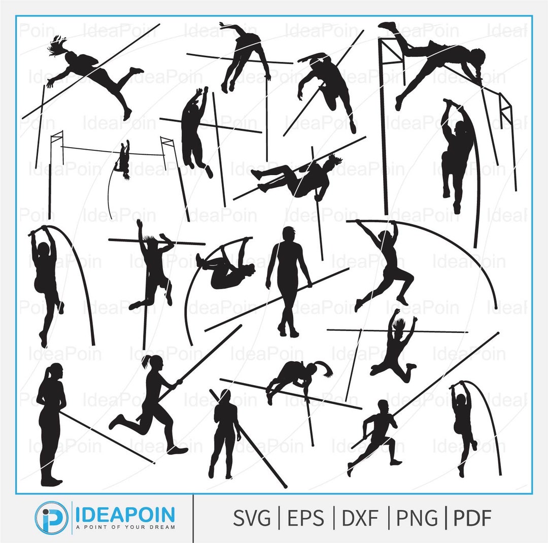 Pole Vault Silhouette, Pole Vault SVG Bundle, Pole Vault Vector, Women Pole Vault Vector, Women