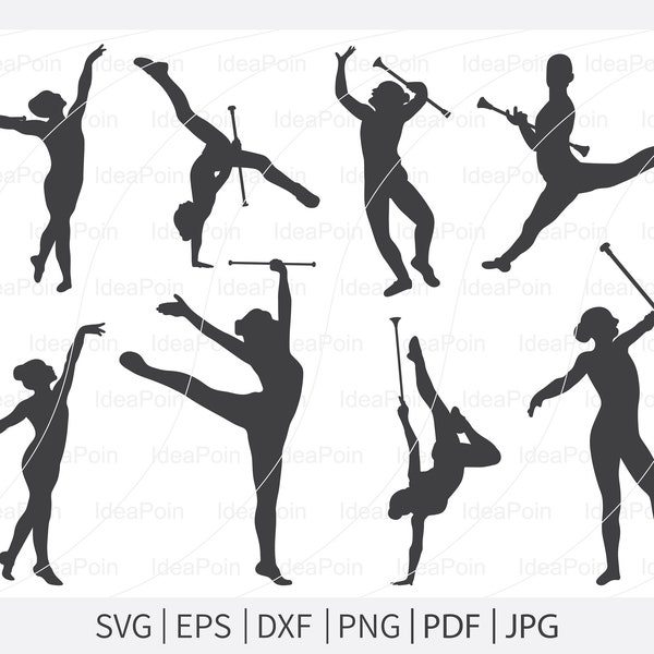 Baton Twirling SVG, Majorette Baton Twirling Gymnastics SVG, Baton Twirling Bundle,  Sport Baton Silhouette, Sports Svg, Baton Svg, Dxf, Png