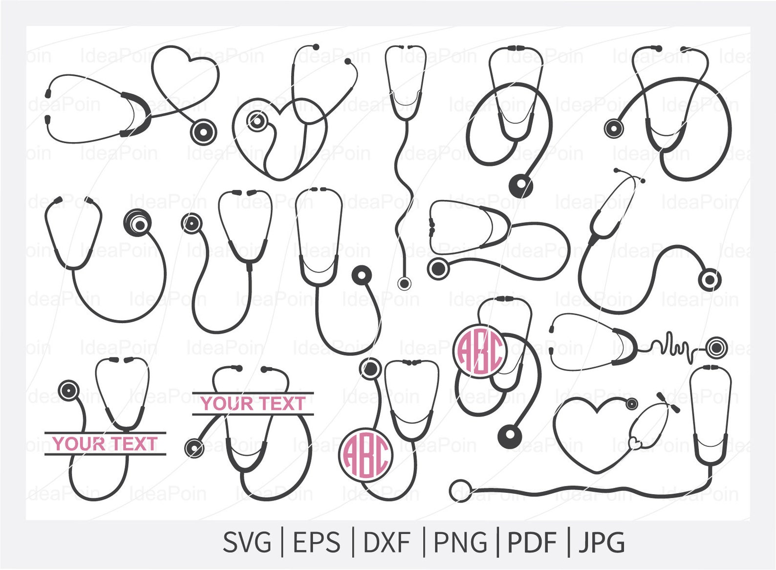Stethoscope SVG Nurse SVG Stethoscope Split Monogram Etsy