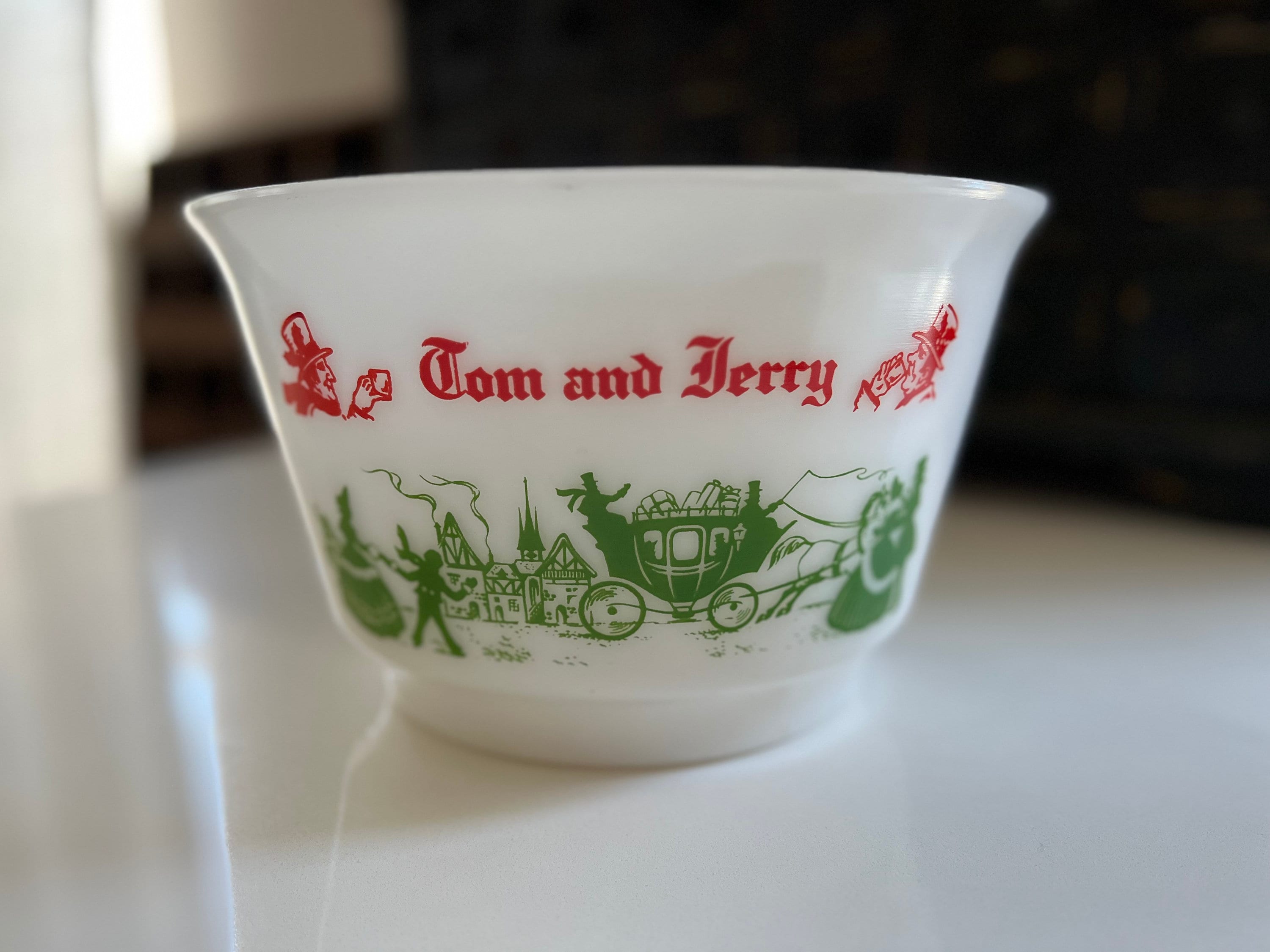 Vintage Tom & Jerry Punch Bowl, Christmas Punch Bowl, Hazel Atlas