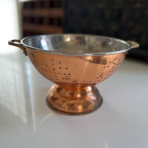 Vintage Copper Colander Strainer Food Photography Prop Food Styling