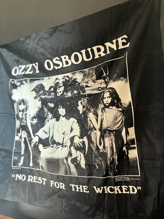 1988 Vintage Ozzy Osbourne, No Rest for the Wicked, Wall Hanging