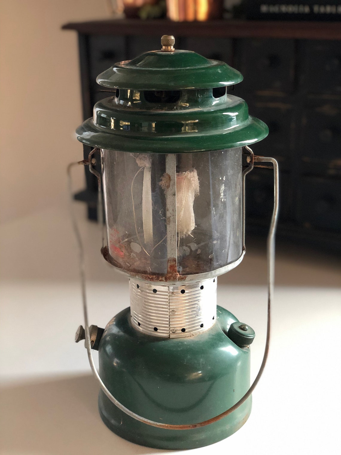 Vintage 1970 Green Coleman Metal Lantern Model 220F Sunshine Etsy