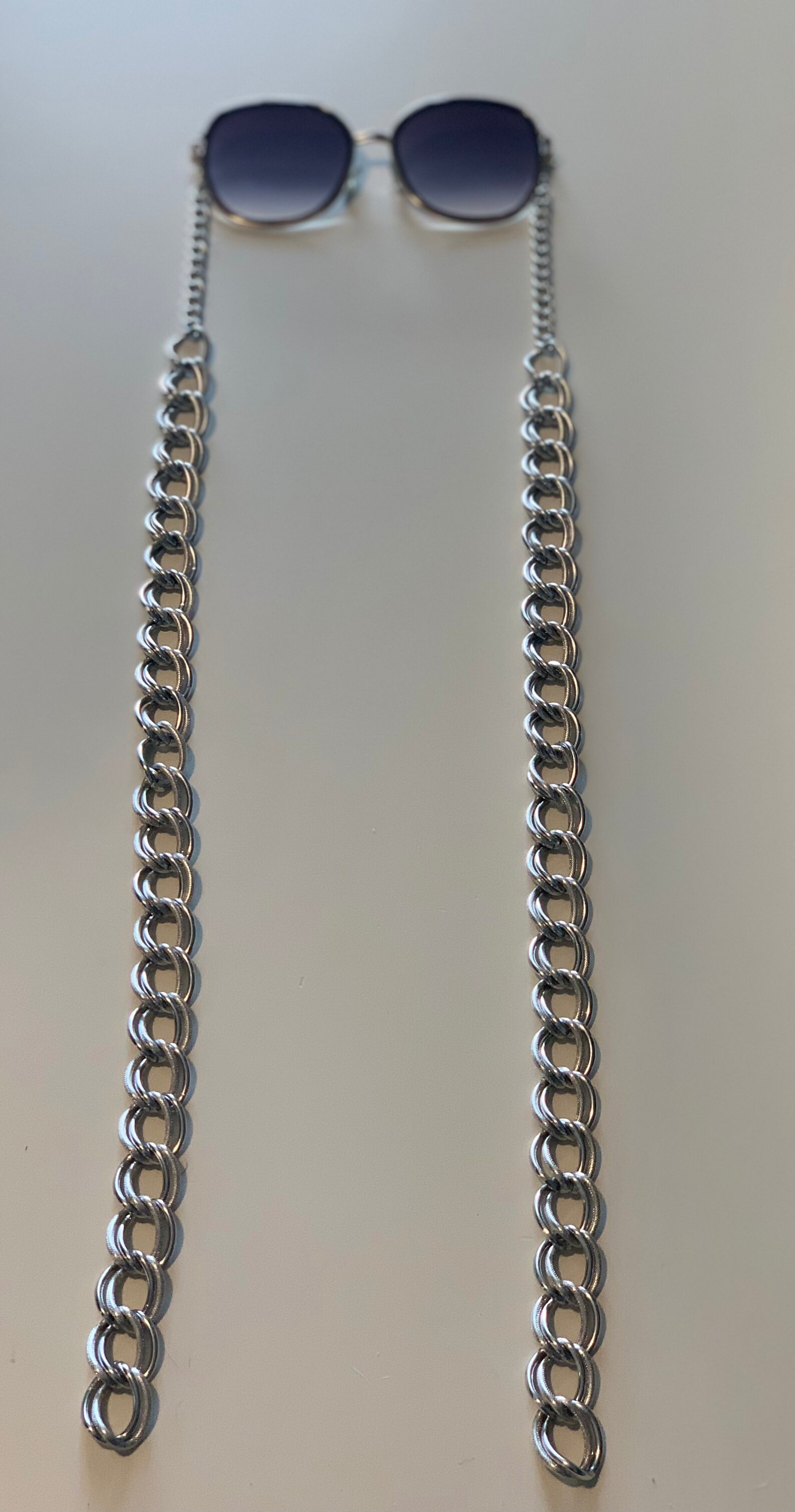 Armless Black Sunglasses with Large Silver Chains Etsy