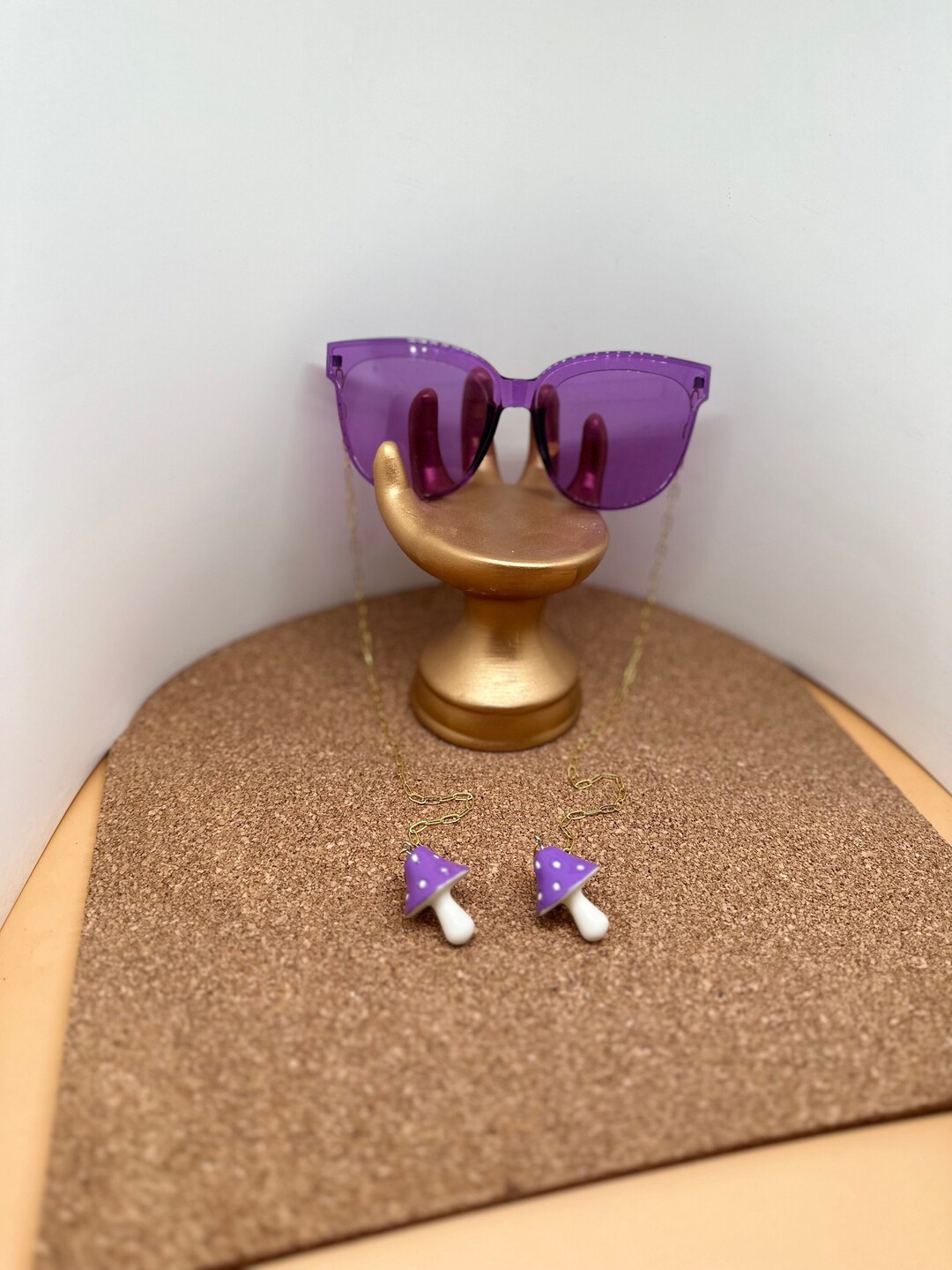 Armless Purple Chain Sunglasses W/gold Paperclip Chain Etsy Australia