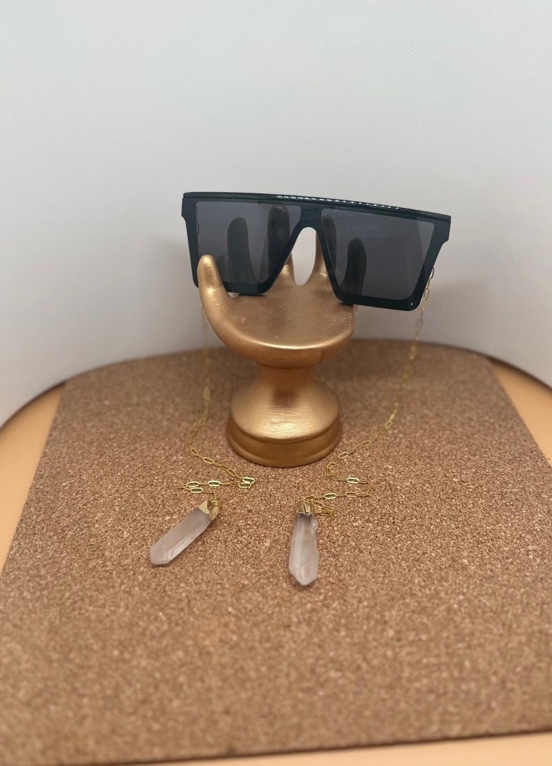 Armless Black Retro Square Chain Sunglasses W/gold Paperclip Etsy