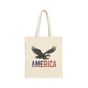 American Patriotic Eagle Cotton Canvas Tote Bag - Great for Independence Day, Shopping, Beach Trips, Gift for Americans, Eco-Friendly