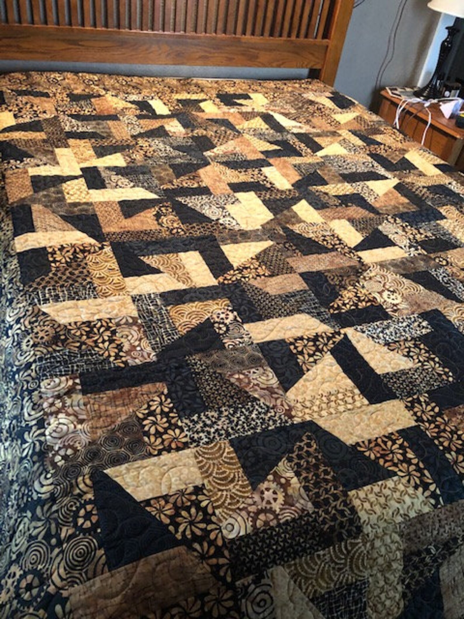Beautiful earth tone handmade quilt Etsy