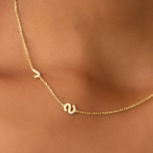 Mothers Day Gifts, Sideways Initial Necklace, Gift For Mom, Minimalist Necklace, Gold Filled Necklace, Letter Necklace, Best Friend Gifts