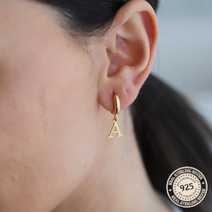 Personalized Letter Earrings, Silver Initial Earrings, Gift For Mom, Custom Minimalist Earrings, Alphabet Earrings, Silver Jewelry
