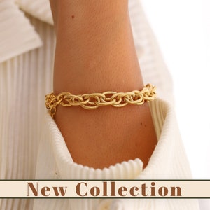 18K Gold Filled Link Chain Bracelet, Gift For Her, Waterproof Bracelet, Minimalist Bracelets For Women, Dainty Bracelet, Summer Jewelry