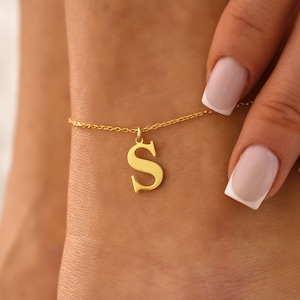 Personalized Initial Anklet, Waterproof Gold, Personalized Letter Anklet, Gift for Her, 18K Gold Filled Anklet, Customized Jewelry