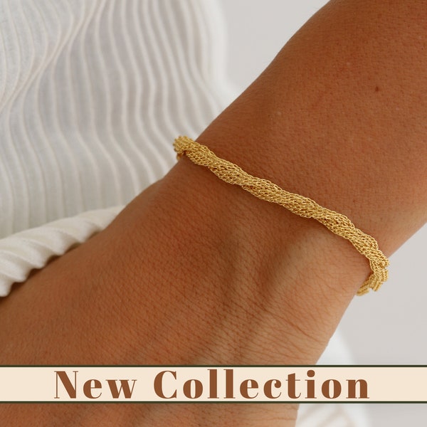 18K Gold Filled Rope Chain Bracelet, Gift For Her, Chain Bracelet, Summer Jewelry, Dainty Bracelet, Minimalist Bracelet, Bracelets For Women