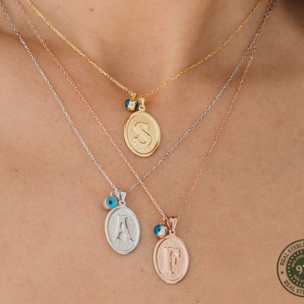 Embossed Letter Necklace Etsy