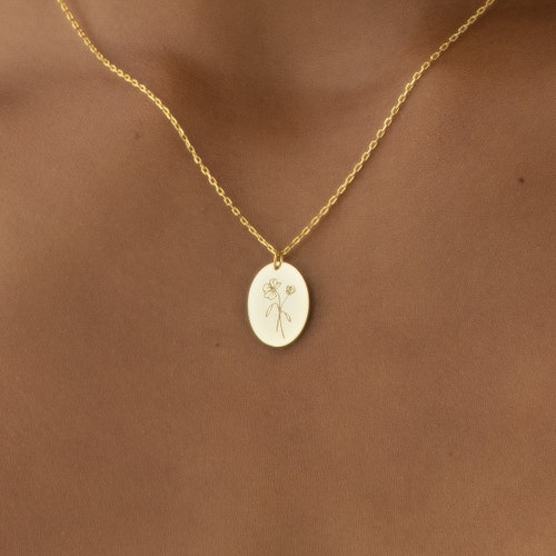 Collier fleur de naissance, collier floral, colliers botaniques, cadeaux pour la fête des mères, collier fleur fille, collier maman délicat, collier anniversaire