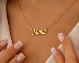 Gold Mama Necklace, Mother's Day Gifts, Custom Name Pendant, Personalized Necklace for Mama, Silver Name Necklace, 14K Gold Filled Necklace