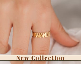 Personalized Name Ring, Custom Word Ring, Summer Jewelry, Gift For Her, Friendship Ring, Dainty Silver Ring, Memorial Ring, Stackable Ring