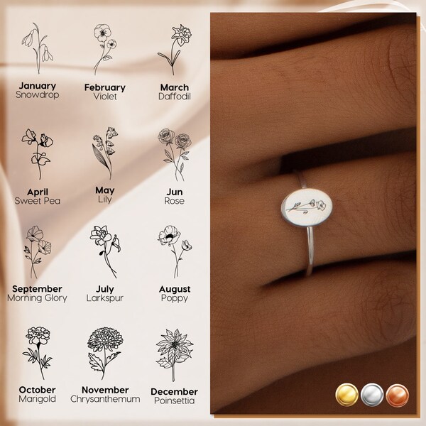 Simple Hollow Flower Mama Family Ring