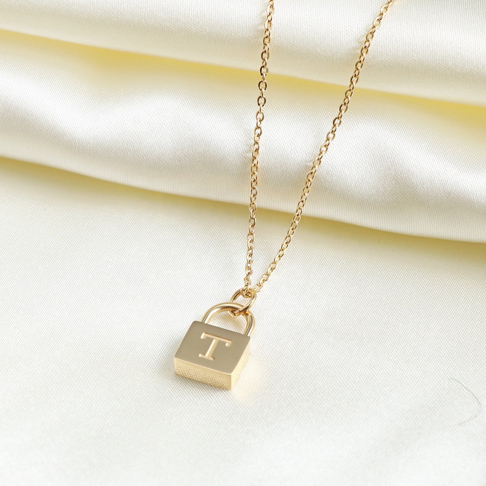 Padlock Necklace 18K Gold Plated Lock Necklaces for Him Etsy