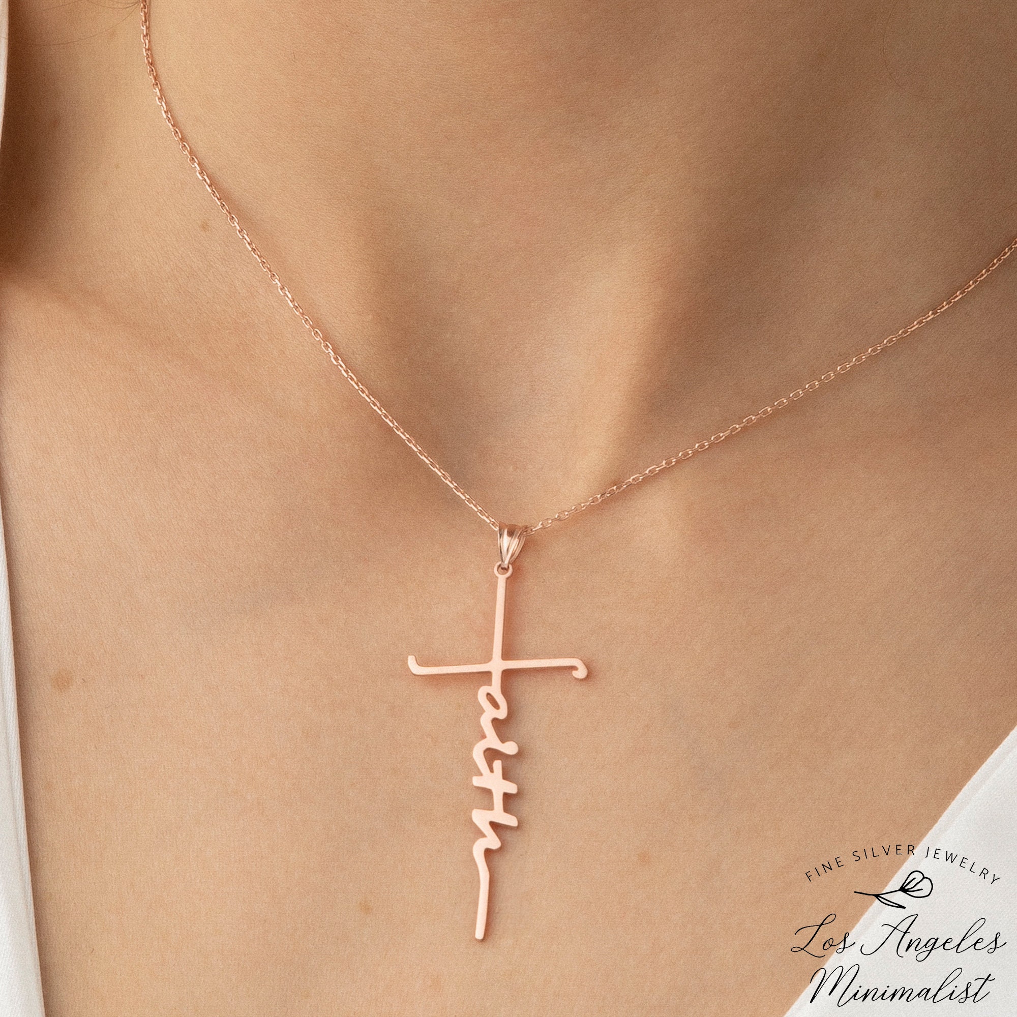 Faith Cross Necklace Dainty Religion Necklace Religious Etsy
