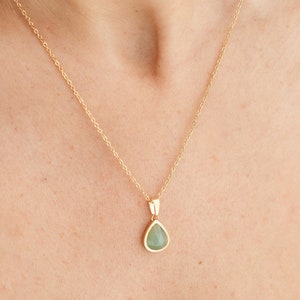 18K Gold Filled Natural Stone Necklace, Gift For Her, Waterdrop Gemstone Necklace, Teardrop Necklace, Waterproof Necklace, Dainty Necklace zdjęcie 7