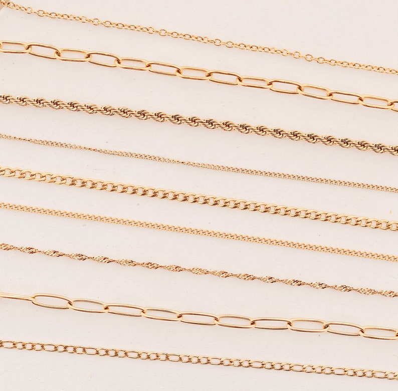 18K Gold Filled Custom Chain, Dainty Chain, Twist Chain, Gift For Her, Rope Chain, Curb Chain, Vine Chain, Figaro Chain, Paperclip Chain image 5