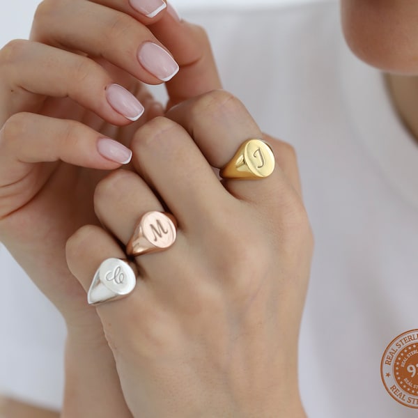 Personalized Signet Ring, Mothers Day Gift, Custom Signet Ring, Signet Ring Women, Initial Rings, Engraved Ring, Sterling Silver Ring