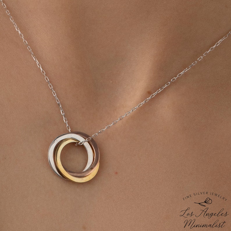 Interlocking Circle Necklace Mother Necklace Mothers Day Etsy