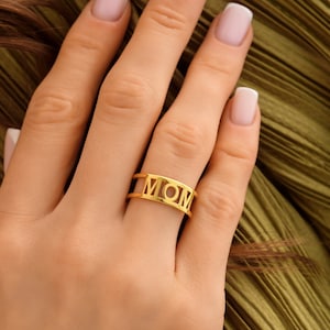 Name Ring Sterling Silver, Personalized Statement Name Ring, Adjustable Silver Ring, Gold Custom Name Ring, Personalized Name Band for Women
