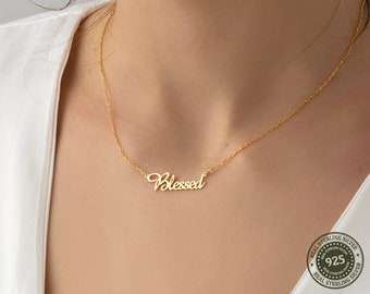 Blessed Necklace, Religious Necklace, Mothers Day Gifts, Necklace For Mom, Dainty Necklace, Personalized Gift, Silver Necklace, Gift For Her