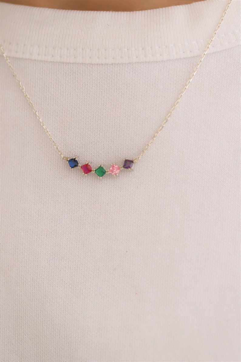 Custom Birthstone Necklace, Mothers Day Necklace, Birthday Gift For Mom, Minimalist Necklace, New Mom Gift, Family Birthstone Necklace image 7