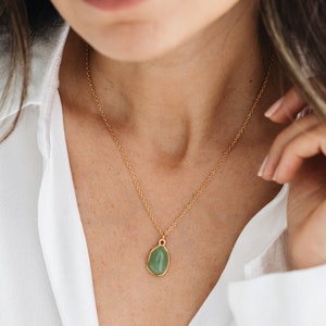 Collier en jade personnalisé, collier porte-bonheur, collier avec pendentif en pierre, bijoux en jade, cadeau pour elle, collier en pierre naturelle, colliers pour femme image 4