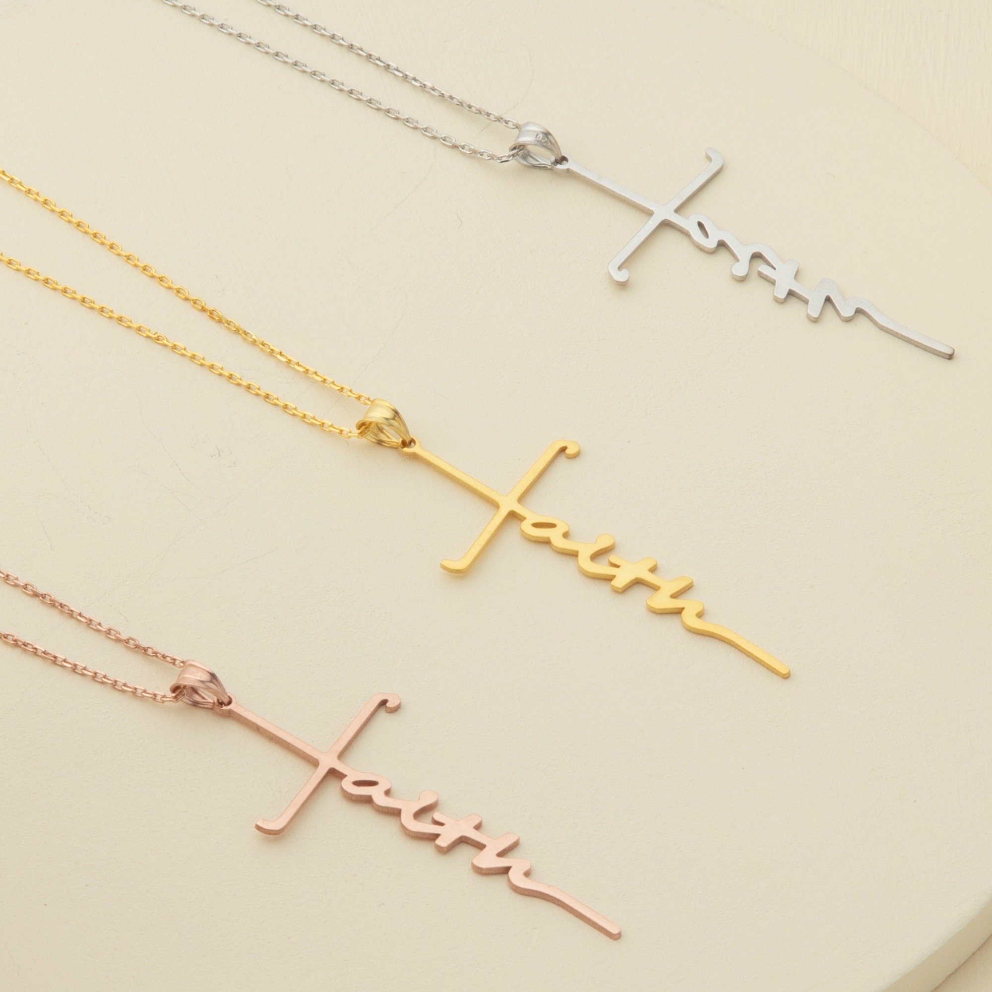 Faith Cross Necklace Dainty Religion Necklace Religious Etsy