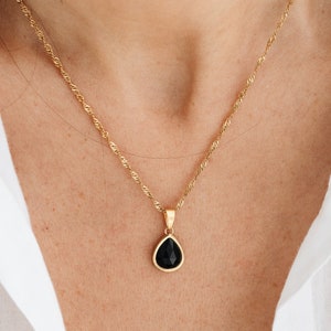18K Gold Filled Natural Stone Necklace, Gift For Her, Waterdrop Gemstone Necklace, Teardrop Necklace, Waterproof Necklace, Dainty Necklace zdjęcie 2