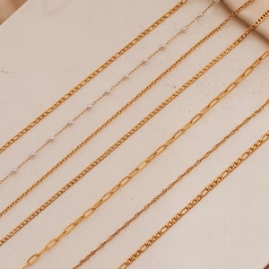 18K Gold Filled Custom Chain, Dainty Chain, Twist Chain, Gift For Her, Rope Chain, Curb Chain, Vine Chain, Figaro Chain, Paperclip Chain image 2