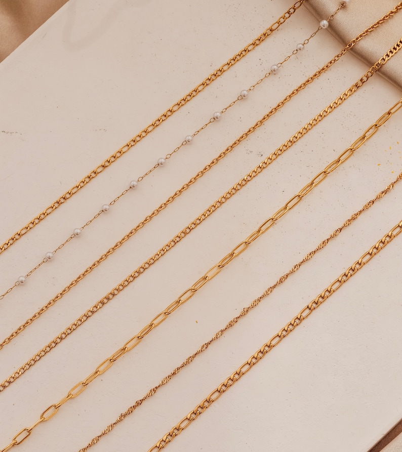 18K Gold Filled Custom Chain, Dainty Chain, Twist Chain, Gift For Her, Rope Chain, Curb Chain, Vine Chain, Figaro Chain, Paperclip Chain image 2