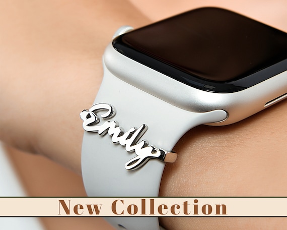 Personalized Watch Band Name Charm Sterling Silver Watch Jewelry Gift for Her Gold Apple Watch Gold Apple Strap Charm Custom Name Charm Etsy