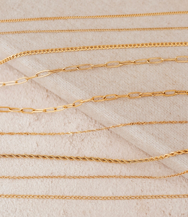 18K Gold Filled Custom Chain, Dainty Chain, Twist Chain, Gift For Her, Rope Chain, Curb Chain, Vine Chain, Figaro Chain, Paperclip Chain image 6