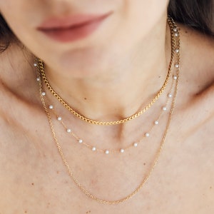 18K Gold Filled Custom Chain, Dainty Chain, New Year Gifts, Necklaces For Her, Stainless Steel Chain, Pearl Bead Chain, Unisex Chain image 4