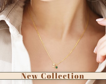 Personalized Zodiac Sign Necklace, Birthstone Necklace, Minimalist Necklace, Custom Celestial Necklace, Dainty Necklace, Astrology Necklace