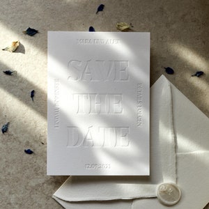 Save The Date Karte Letterpress Blindprägung