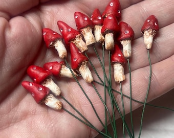 miniature polymer clay mushroom, mushroom decor, mini clay mushrooms, handmade mushroom art